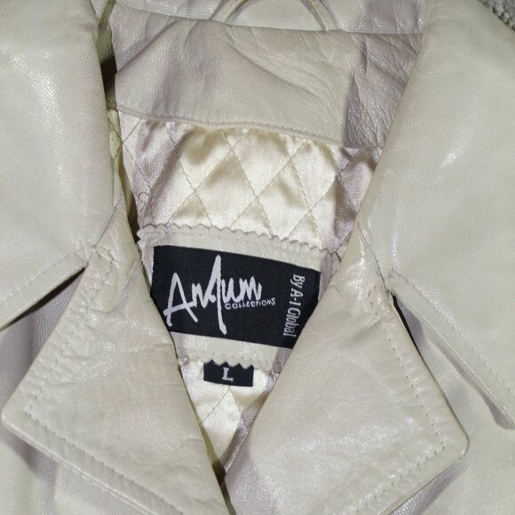 AnJun Collections by A-1 Global Size L Cream Leather Jacket - Picture 5 of 8